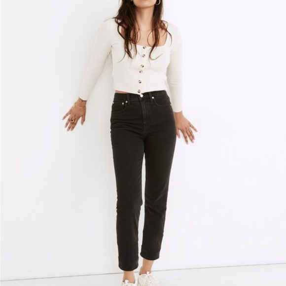 Madewell Jeans Womens Black Classic Straight Leg  High Rise SZ 27 - Picture 1 of 8